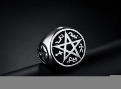 Men's Punk Satan Star Titanium Steel Ring HF004