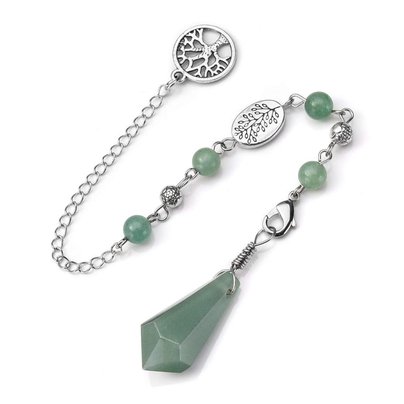 GEHECRST Green Aventurine Crystal Pendulum for Divination Natural Healing Crystal Point Dowsing Pendulum Gemstone Pendulum Pendants for Wicca Witchcraft Energy Balancing Meditation Gift Christmas