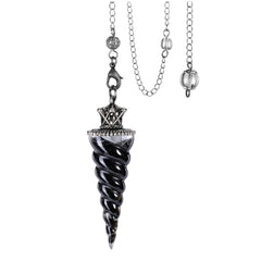 Jovivi Natural Black Obsidian Crystal Pendulums for Divination Dowsing Crown Sprial Cone Pointed Pendant Pendulum with Chain Resin Chip Stones Healing Reiki Chakra Gemstone Pendulum Wiccan