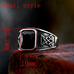 Beier Stainless Steel Lucifer Satan Ring with Gemstone
