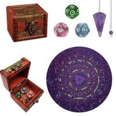 Knana 6Pcs Pendulum Board Pendulum Crystal for Dowsing Tarot Dice Astrology Dice with Box Tarot Gifts for Women Wiccan Supplies and Tools Tarot Divination for Beginners