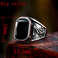 Beier Stainless Steel Lucifer Satan Ring with Gemstone