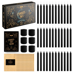Wyspell - 36 Black Candles for Witchcraft | 5" Height & 1/2" Diameter | Candle Sticks for Witch Decor | 6 Spell Candle Holders | Shabbat Candles Bulk | Chime Candles | Wiccan Candles
