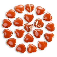Nvzi Tumbled Polished Natural Red Jasper Crystal Heart Stones Crystals and Healing Stones Quartz Bulk for Wicca Reiki Healing Energy Chakra Stones Witchcraft Supplies(20Pcs)
