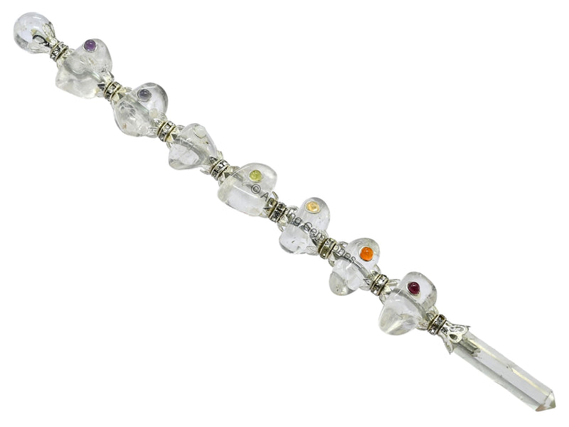 Crystal Chakra Wand Healing Crystal Wands Witchcraft - Clear Quartz Tumbled Crystal Wand for Meditation Witchcraft Healing Yoga Magic and More - Crystals and Healing Stones Gift