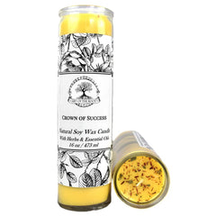 Crown of Success Scented 7 Day Soy Herbal Spell Candle (Fixed) | Prosperity Favorable Outcomes Achievement Rituals | Wiccan Pagan Hoodoo Magick