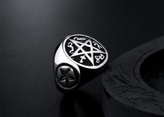 Men's Punk Satan Star Titanium Steel Ring HF004