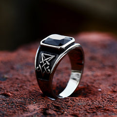 Beier Stainless Steel Lucifer Satan Ring with Gemstone
