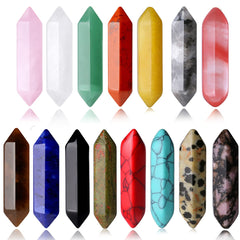 15PCS Healing Crystals Wand Stones Sets Natural Rose Quartz Clear Quartz Reiki Gemstones Bulk Hexagonal Points Energy Balancing Chakra Witchcraft Wholesale Meditation Therapy Decor Desk Gift