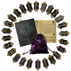 Tirmanaz Runes Set 25Pcs Wooden Viking Runes Rune Stone Set with Guide Book Velvet Bag Norse Runes for Beginners Witchcraft/Divination/Meditation/Spiritual