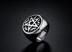 Men's Punk Satan Star Titanium Steel Ring HF004