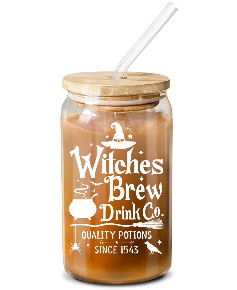 NewEleven Witchy Gifts for Women Witch Gifts Witch Stuff Witch Accessories - Birthday Halloween Gifts for Women Witches Wiccan Her Friend Sister Daughter Female - 16 Oz Coffee Glass