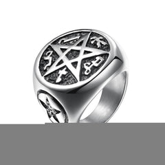 Men's Punk Satan Star Titanium Steel Ring HF004
