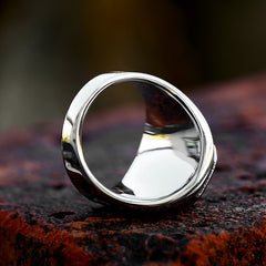 Beier Stainless Steel Lucifer Satan Ring with Gemstone