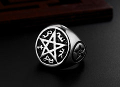 Men's Punk Satan Star Titanium Steel Ring HF004